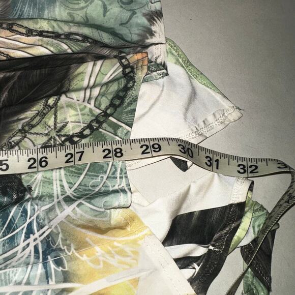 Vintage y2k artsy tattoo print handkerchief hem tunic top - Picture 7 of 10